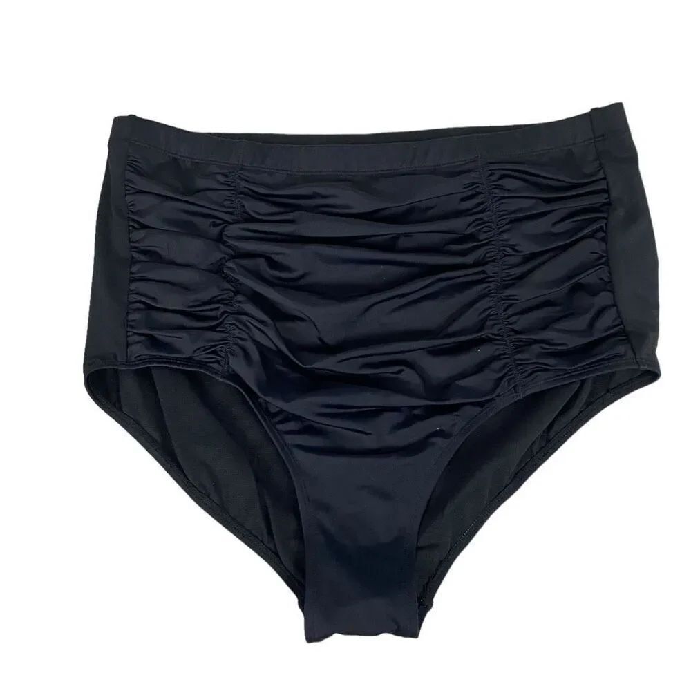 Swimsuits for All Black Retro Ruched Brief size 18